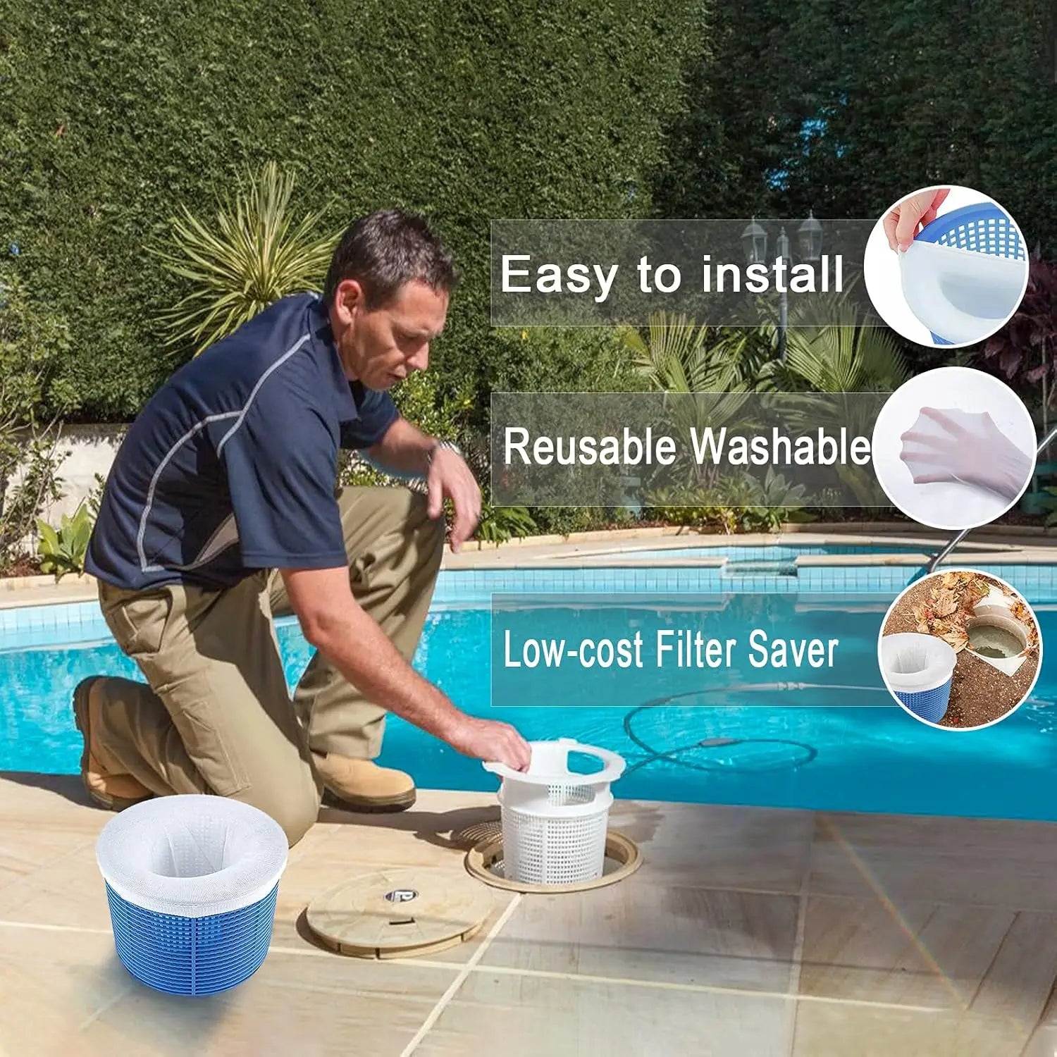 Pool Skimmer Socks Skimmer Reusable Effective Pool Filter Basket Socks Pumps Filters Protector Strainer Screen Liners Savers
