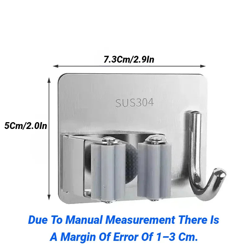 Adhesive Wall‑Hanging Multi‑Purpose Hooks Kitchen Bathroom Home Organizer Accessories Mop Rack Broom Hanger Hook
