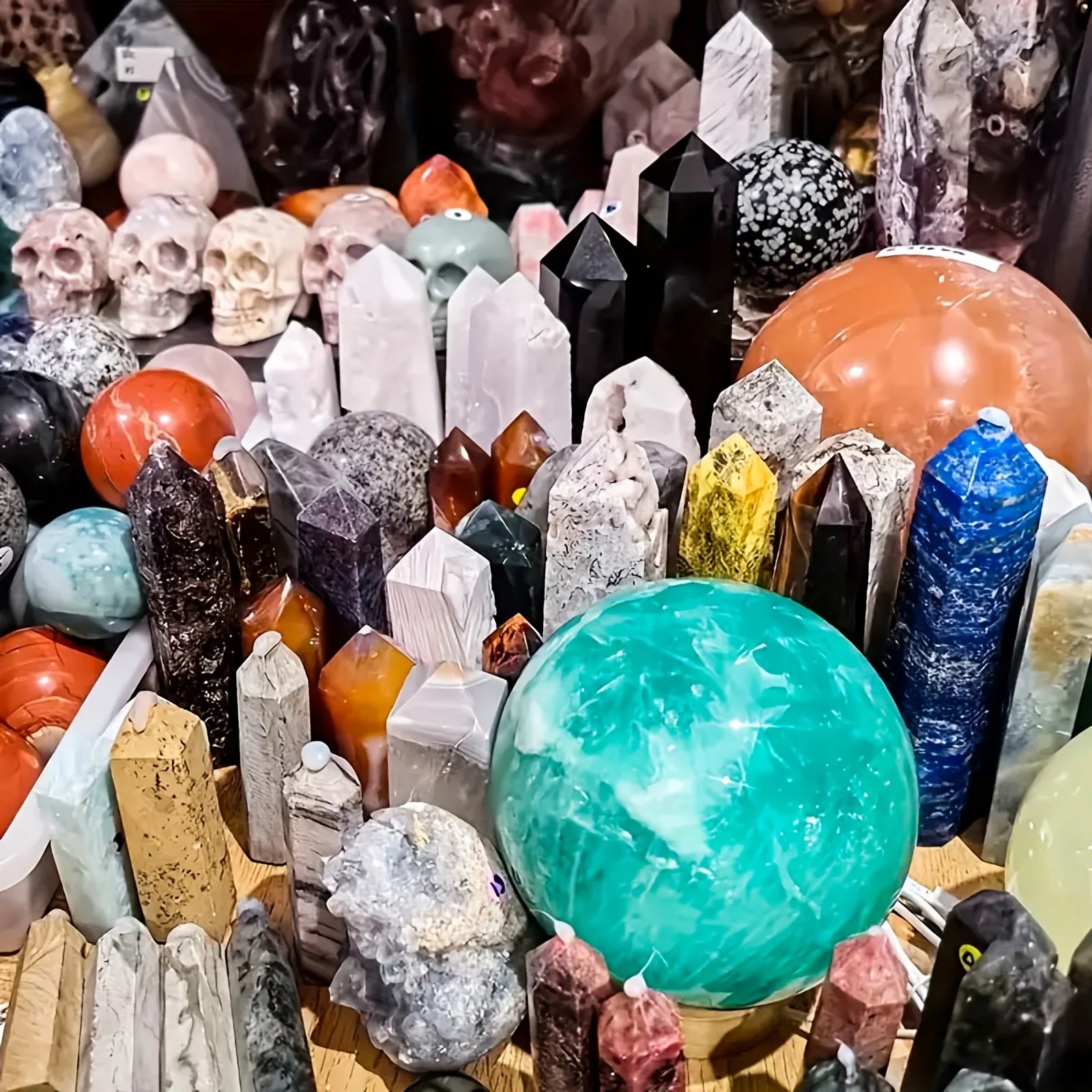 Open your own unique crystals! 4lb-6lb Crystal Gift Box-Mixed Raw Stone, Tower, Sphere, Carving , Bracelet Ring, Home Decoration