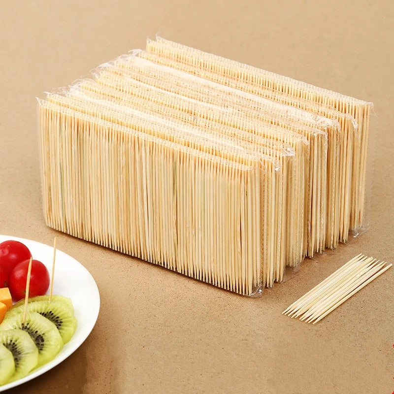 1000Pcs Disposable Double Headed Toothpicks Bamboo Material Cake Fruit Bread Dessert Toothpicks Portable Teeth Cleaning Tools