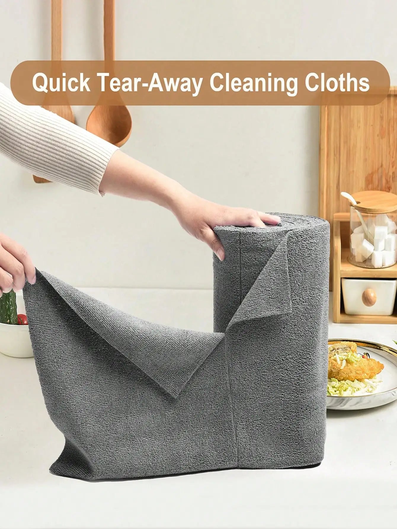 1 Roll(20/50 Sheets)Reusable Microfiber Towel Roll, Hand Tear Cleaning Towels, Washable Ultra-Fine Fiber For Car Soft Cleaning Cloth, Multipurpose Absorbent Cleaning Wipes, Dish Towel, Kitchen Rag, Lazy Rag, Cleaning Supplies