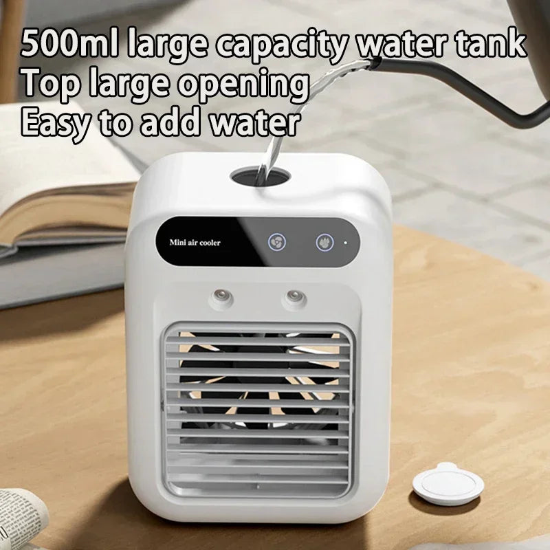 Portable Mini Desktop Air Cooler USB Rechargeable Personal Air Conditioner Fan Quiet Humidifying Mist Cooling For Home Office