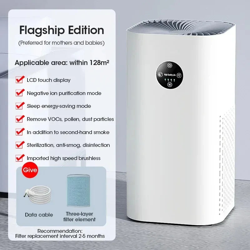 180m² HEPA Air Purifier for Pet Hair Removal Dust Formaldehyde Germ Killer Negative Ion Cleaner for Home Office Bedroom