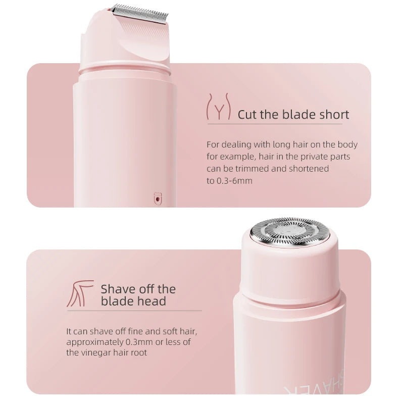 Women's Dual Head Electric Trimmer Portable Body Hair Shaver Private Area Hair Remover Rechargeable Ladies Grooming Device