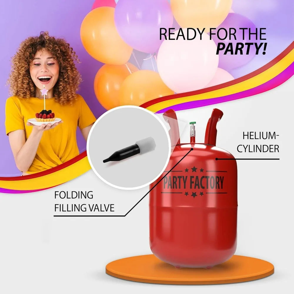 Party Factory 106 liq.gal Helium Tank Disposable Cylinder Bendable Valve For 50 Latex LED Foil Balloons Party Birthday Decor