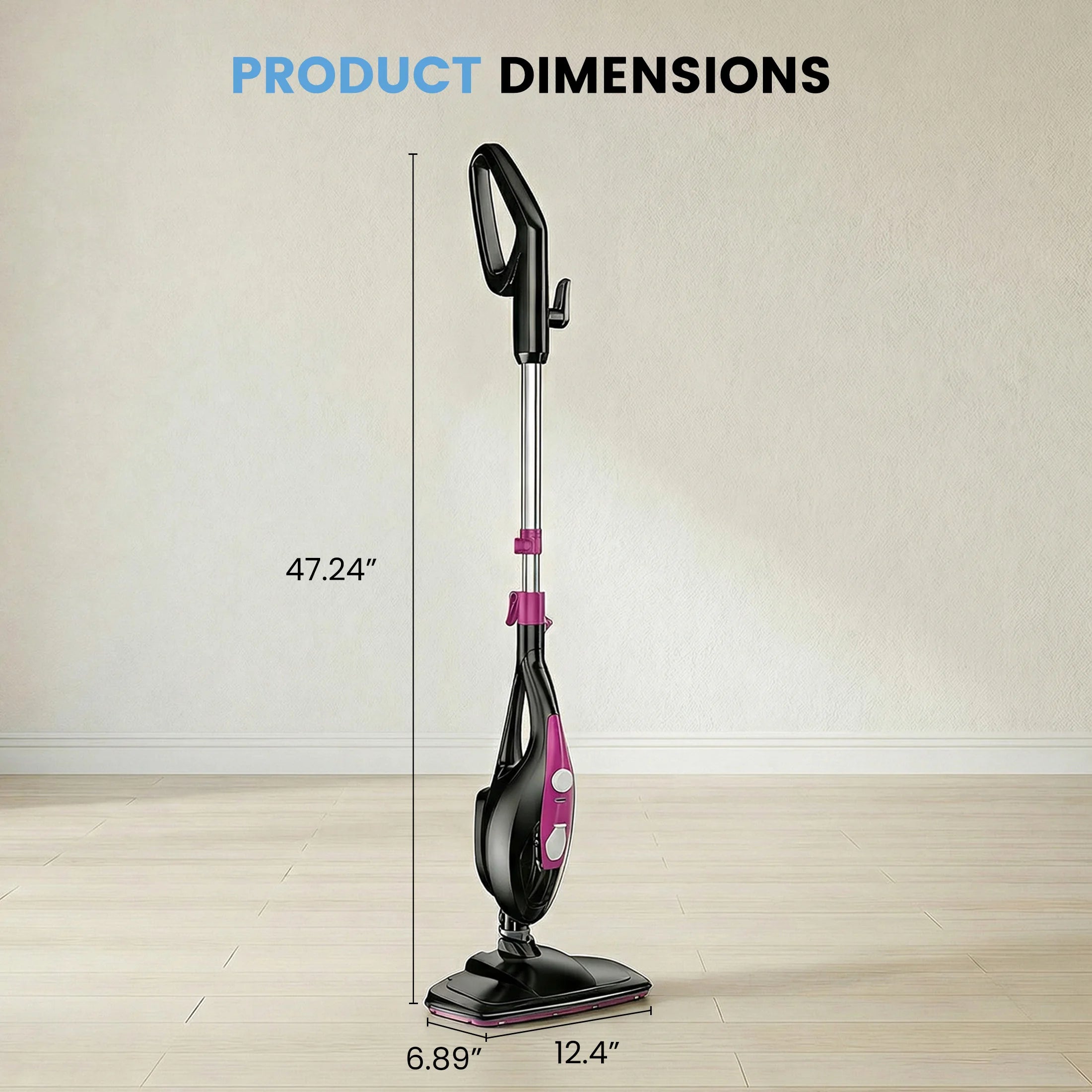 JHK 10-in-1 Steam Mop 1550W Detachable Handheld Steam Cleaner for Floor Cleaning 16FT Cord 2 Washable Pads Multi-Purpose