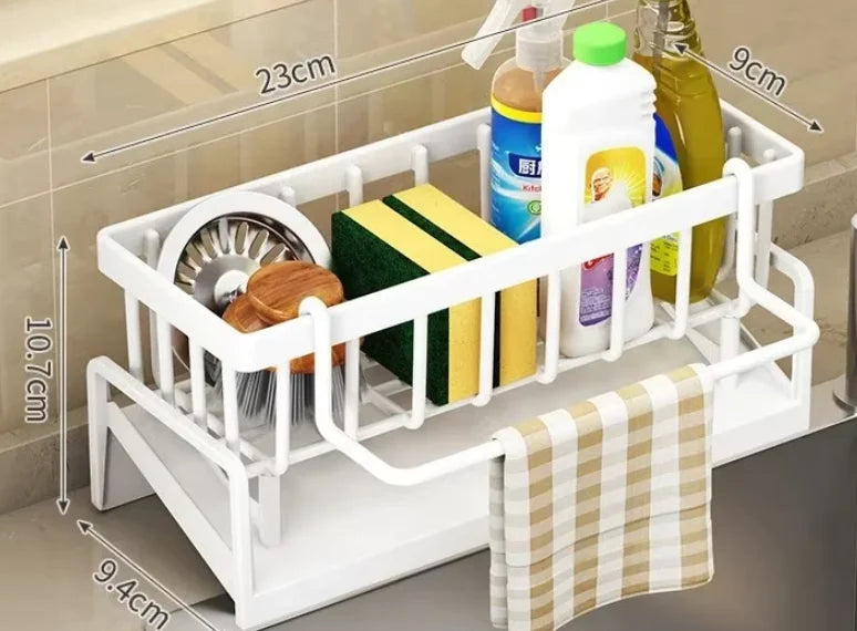 Kitchen Sink Drain Rack Organizer ABS Plastic Self-draining Sink Shelf Soap Sponge Holder Dishcloth Towel Rack Filter Basket