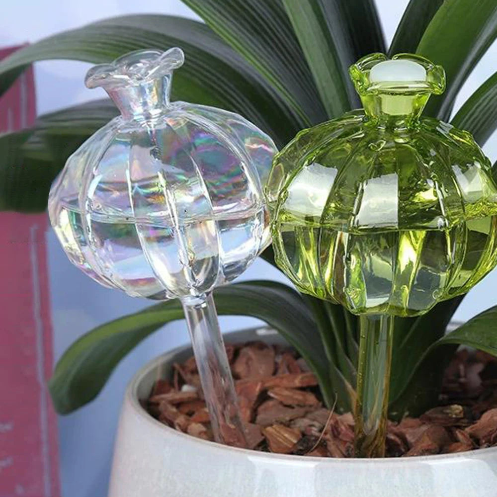 2PCS Pomegranate Flower Watering Machine Glass Creative Modeling Watering Machine Pot Lazy Watering Machine