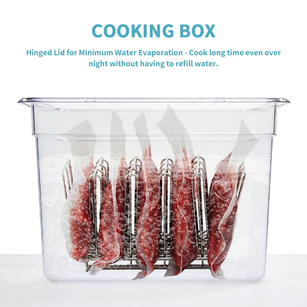 11L Multifunctional Sous Vide Container Low Temperature Slow Cooker Accessory with Foldable Lid BPA-Free Durable for Home Use