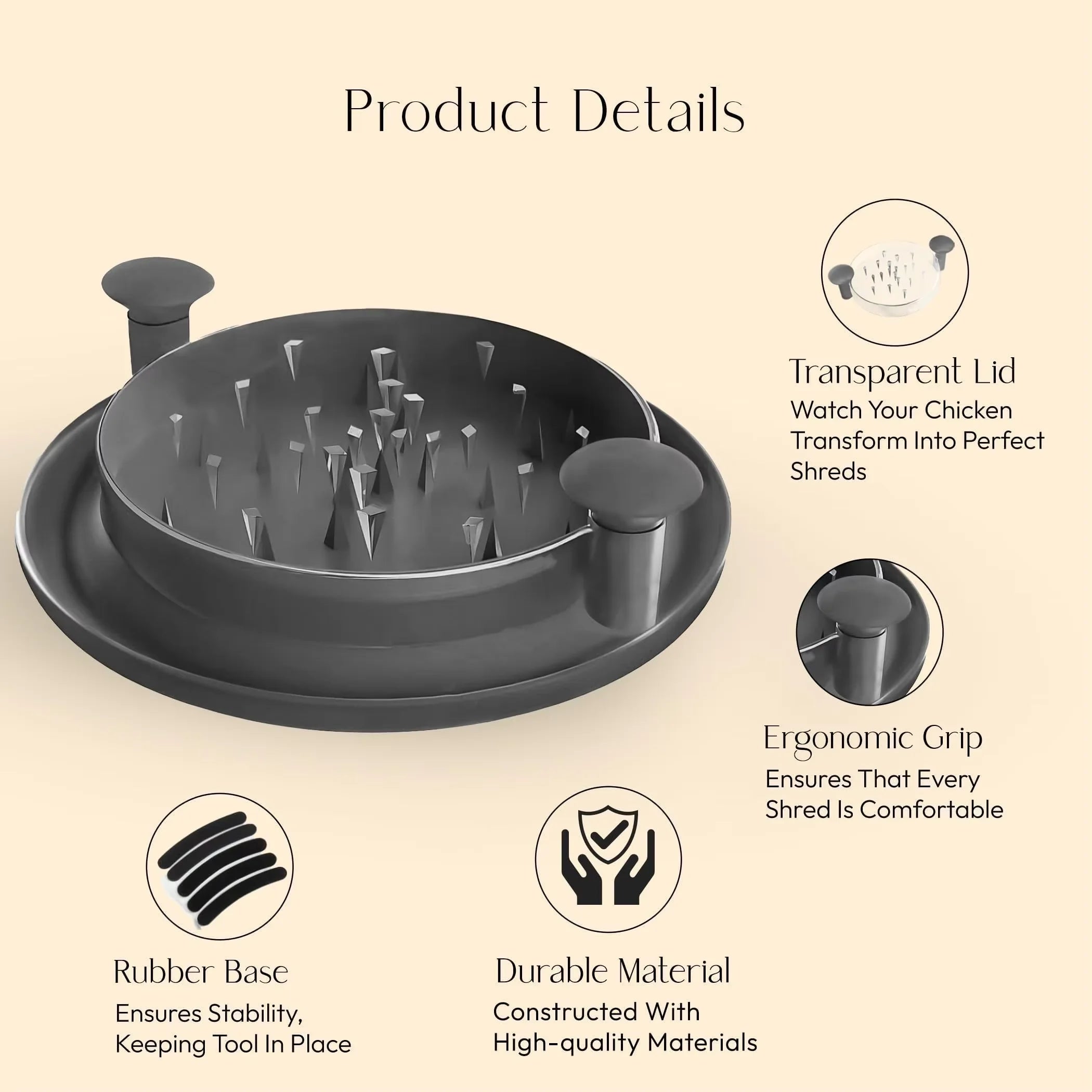 Chicken Shredder Non-Slip Meat Grinders For Pork Beef Cooked Chicken Breasts Vegetable Kitchen Tool Ergonomic Handle Shredder