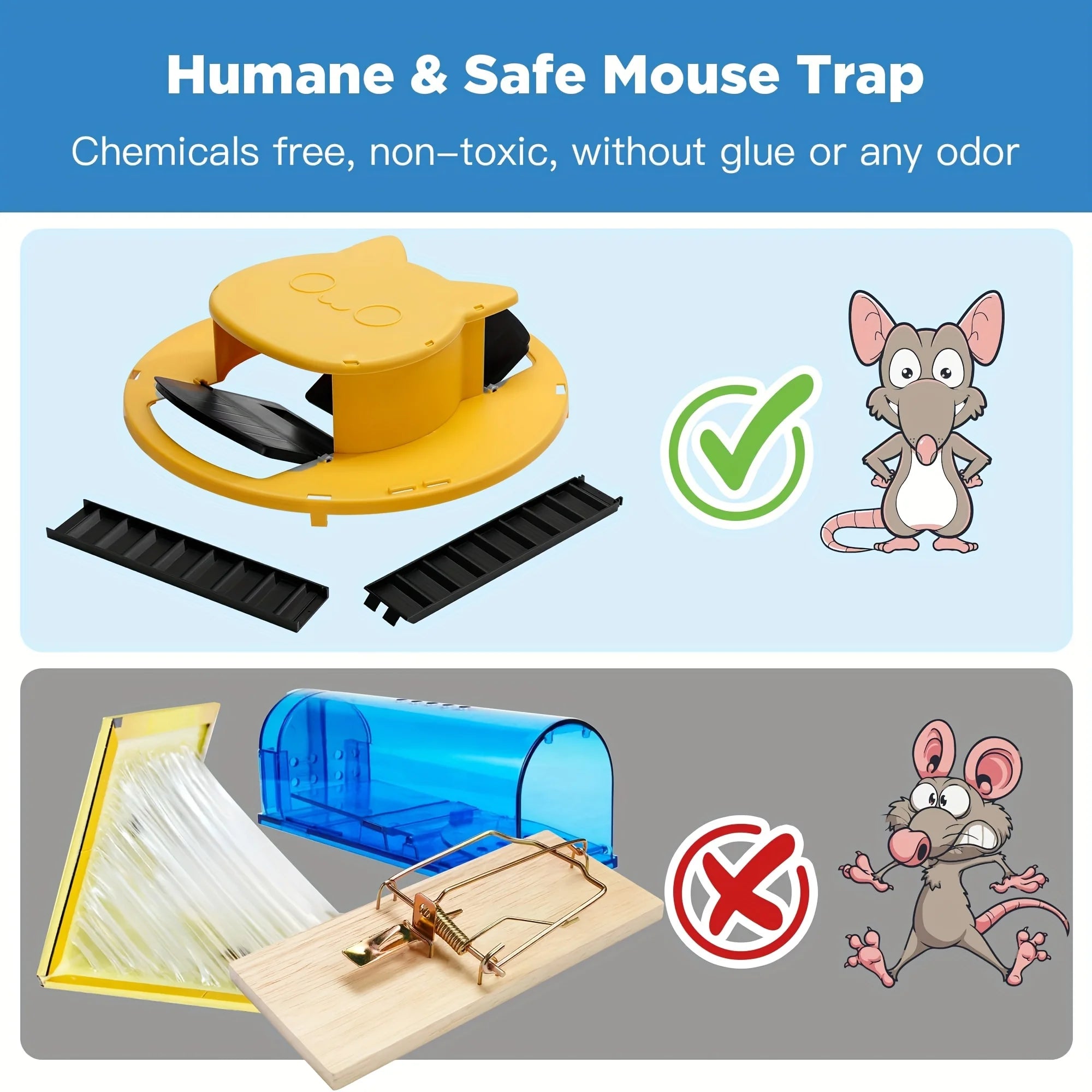 Bucket Lid Mouse Trap, a User-Friendly Indoor And Outdoor Trapping Tool, Features an Upgraded Dual Ladder Entrance, Reusable for 5-Gallon Buckets, Making It an Ideal Choice for Homes, Chicken Coops, Gardens, Barns, Farms