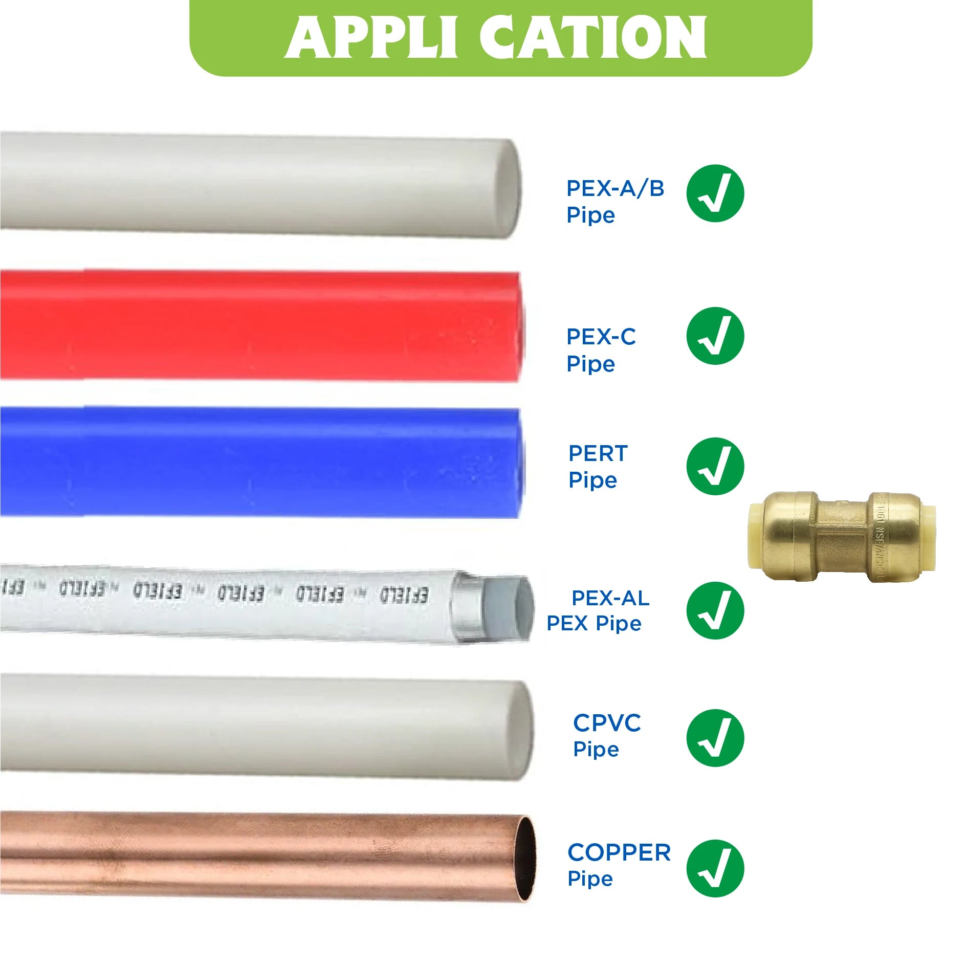 KING SMART 1/2" Push Fit * 1/2" Push Fit * 1/2" Push Fit Fitting TEE; 10Pcs/Case; 80509