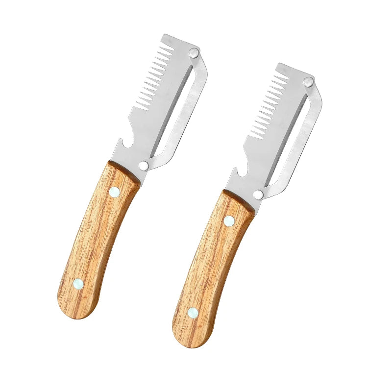 Stainless Steel Vegetable Peeler with Wooden Handle 3-in-1 Fruit Potato Peeler with Bottle Opener Kitchen Peeling Cooking Tools