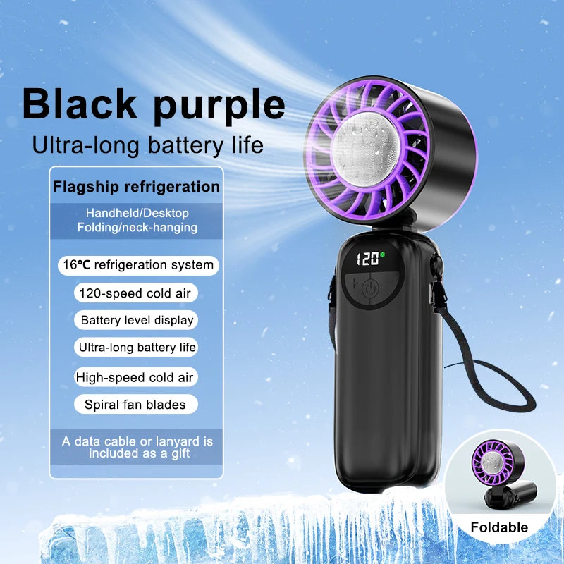 New Handheld Portable Cooling Fan 120 Speeds Adjustable Refrigeration Quite Mini Turbo Fan Type-C High Speed Cold Compress Fan