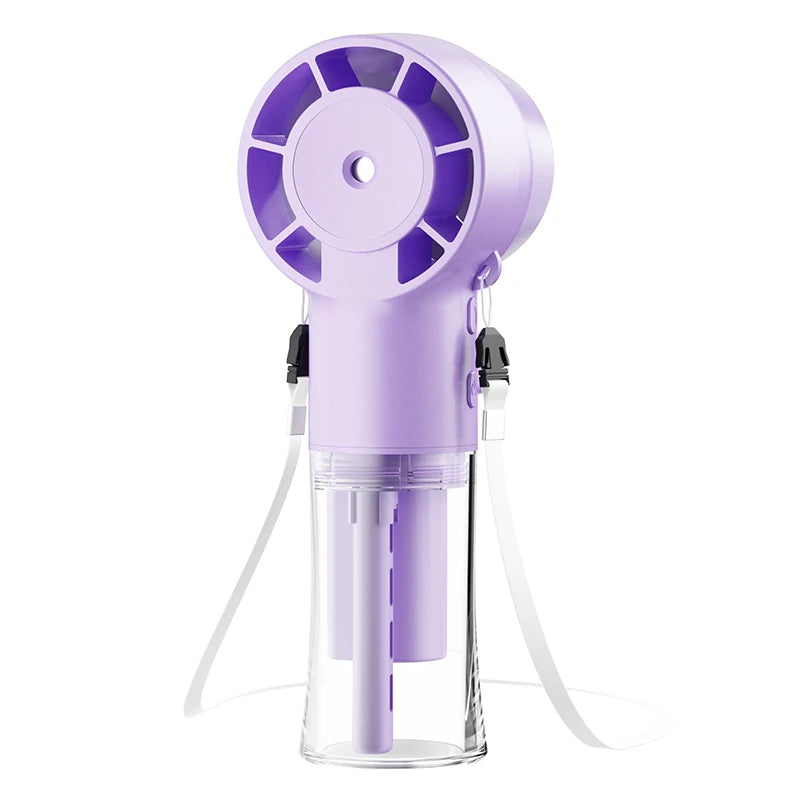 Portable Mini Humidifier Fan Neck Hanging Spray Fan Handheld Water Mist Fan Rechargeable Personal Hand Fan With Water Spray