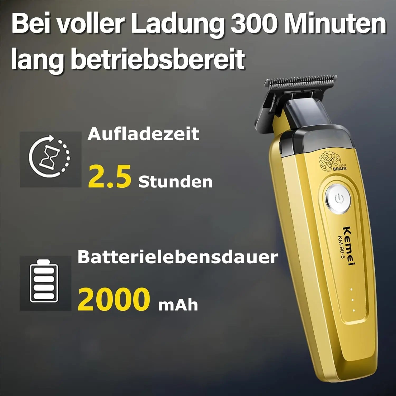 KEMEI Men's Hair Trimmer, Cordless Professional Hair Clippers, Beard Trimmer, Barber Care Kit, Hair Cutting Machine, 11,501 RPM,