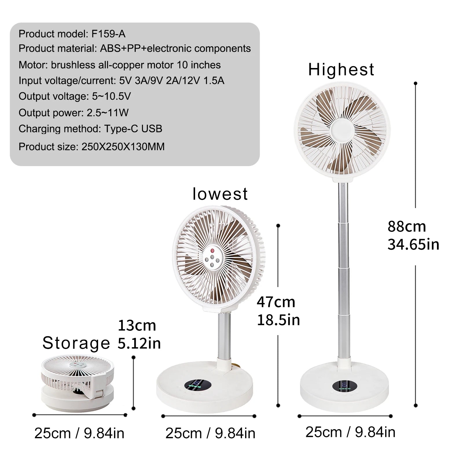 Remote control folding fan home bedroom outdoor camping fan silent LED light shaking left and right 10 inch desktop vertical fan