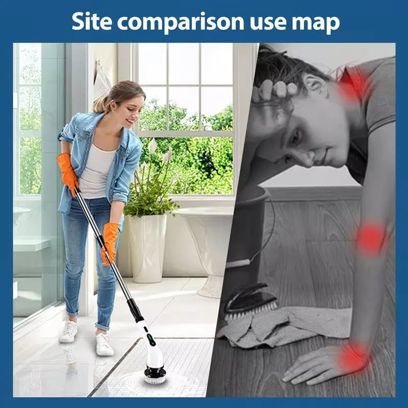 Multifunctional Wireless Electric Spin Scrubber, Cordless Rotating Cleaning Brush for Bathroom, Kitchen, Window & Car Use.