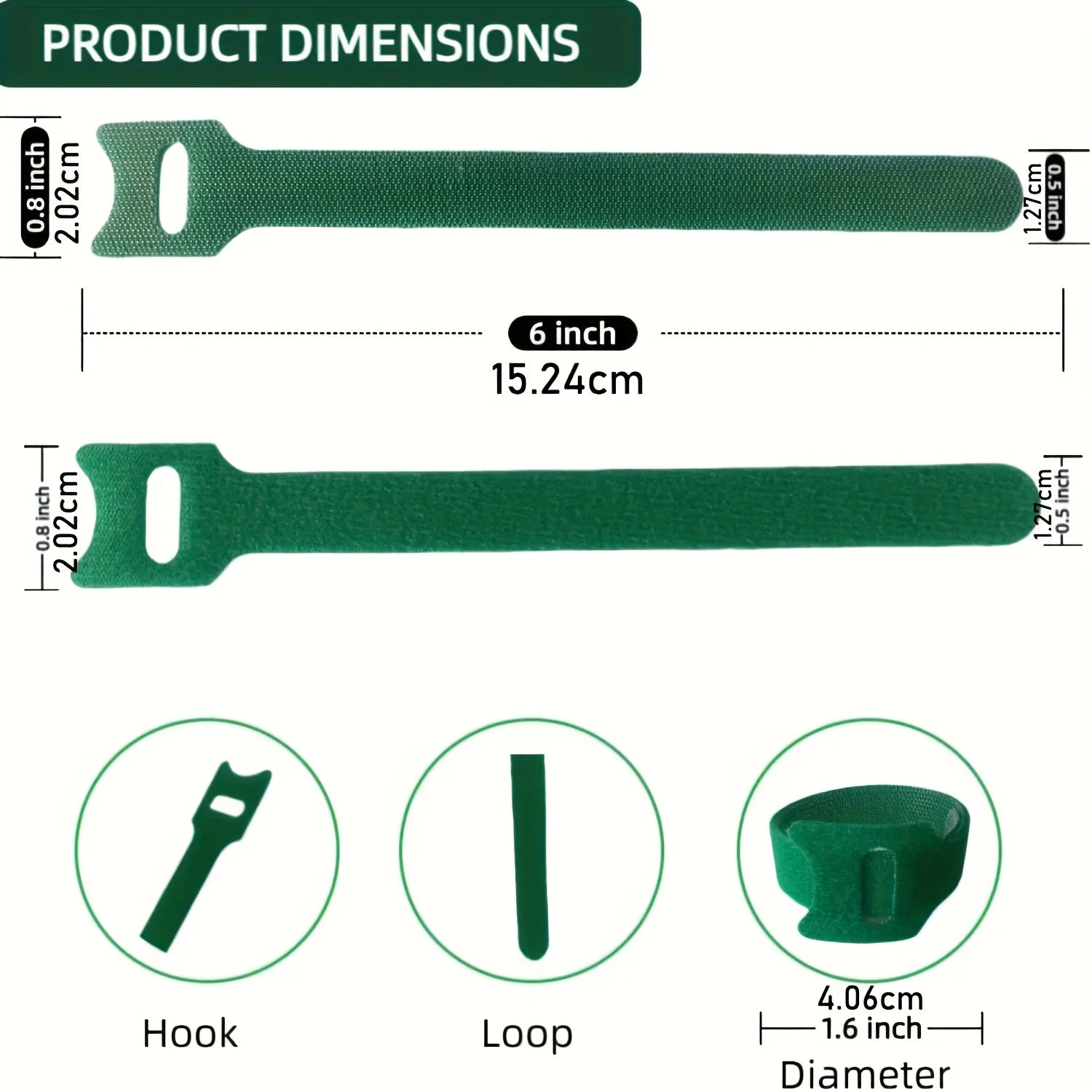 100pcs Reusable 6-Inch Adjustable Non-Slip Nylon Plant Ties with Hook and Loop Fasteners, for Climbing Plants, Support
