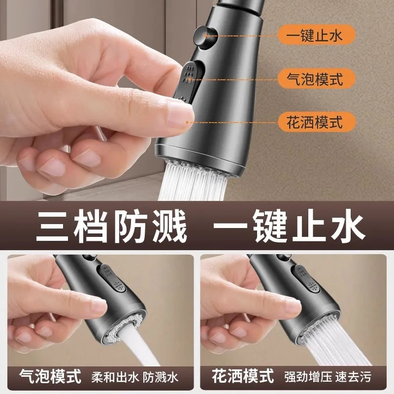 Universal 360° Rotatable Kitchen Faucet Extender Aerator Plastic Splash Filter Bubbler Nozzle for Kitchen Sink Basin