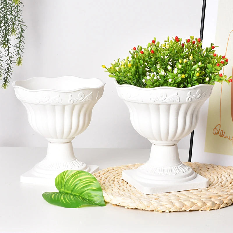 1pcs Large Outdoor Planter Roman Column Flower Pot Planting Pots Balcony Household White Plastic Porch Decor Flowerpot