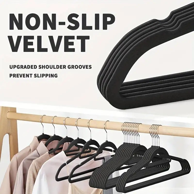 10/20/50/100 Pack High-Grade Flocked Velvet Clothing Hangers, Anti-Skid Felt Apparel Hangers Featuring 360-Degree Rotatable Hooks, Weight-Bearing Durable Jacket Hangers, Thin Space-Saving Closet Organizer Hangers