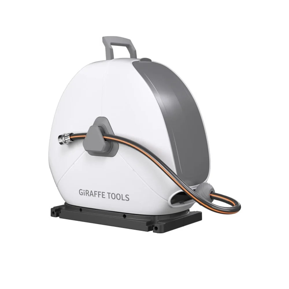 Giraffe Tools Retractable Heavy Duty Hose Reel, 1/2" x 100FT Automatic Rewind Garden Hose Reel with 360° Swivel Base, Ground Mounted for Lawn, Patio, Concrete Floor & Yard Watering