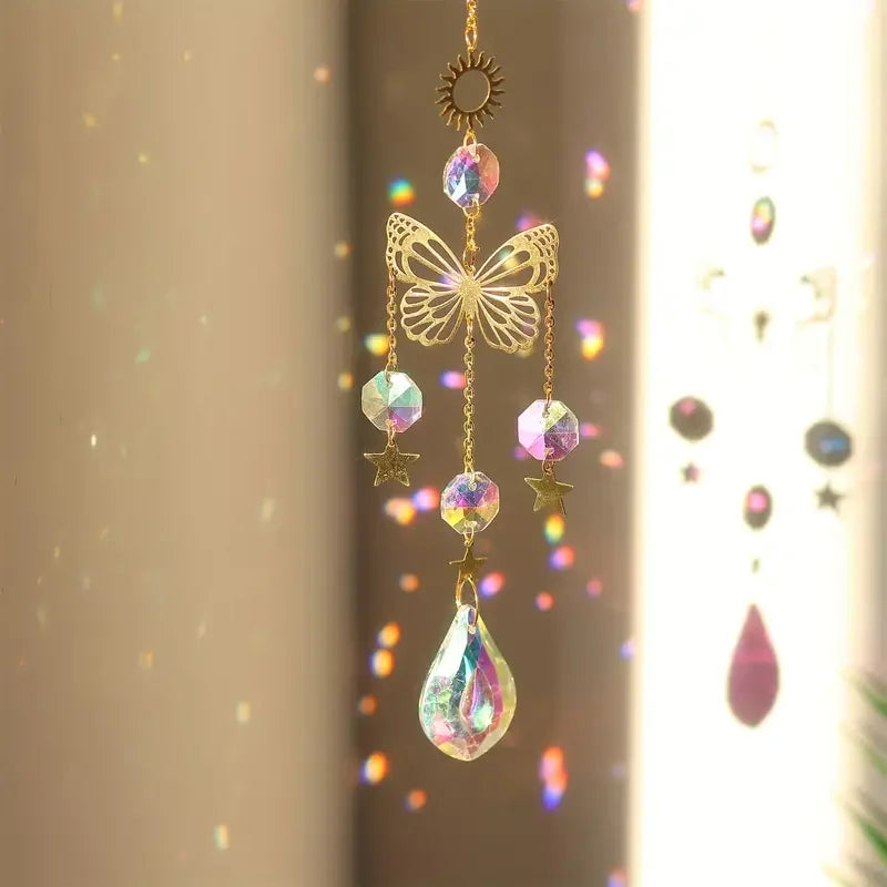 1 PC Butterfly Crystal Sun Catcher - Glass Prism Reflecting Lights for Home, Garden and Car Decor