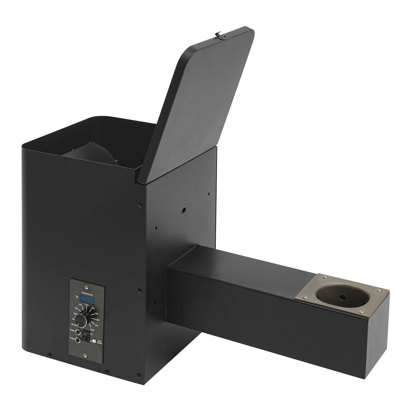 Pellet Smoker Hopper Assembly Kit, Precision Temperature Control 180-450℉ Dual-Functional Wind Mechanism for Yard Garden Camping