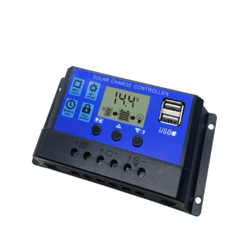 12V/24V 10A 30A Solar Charge Controller PWM & MPPT Dual Mode LCD Display Adjustable Timer Solar Panel Battery Regulator Hot Sale