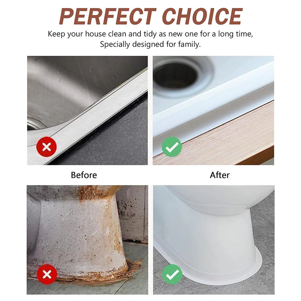 Self-adhesive Sealing Tape PVC Oil-Proof Kitchen Sink Edge Caulk Tape Waterproof Bathroom Toilet Corner Wall Sticker