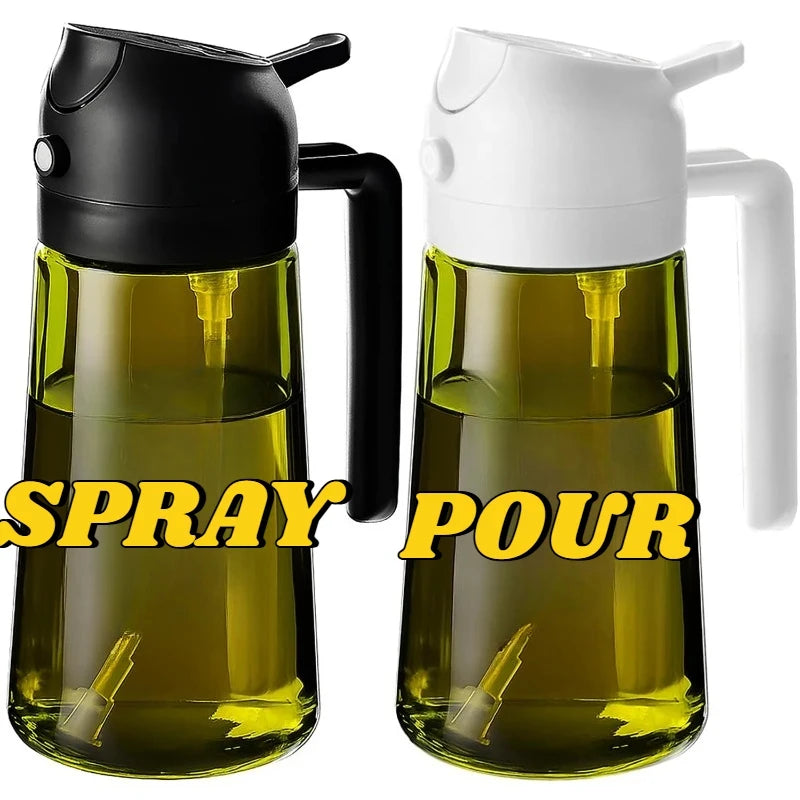 Olive Oil Dispenser Plastic Bottle for Kitchen Gadgets Air Fryer Accessories Olive Oil Sprayer Cooking Light-Blocking Dark Green