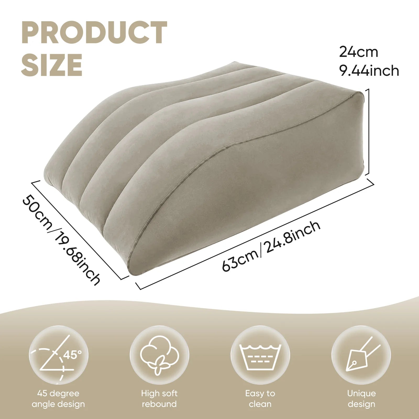 Leg Elevation Pillow, Inflatable Leg Rest Cushion - Circulation Improvement Pad for Sleeping and Reading, Ideal Wedge Pillow
