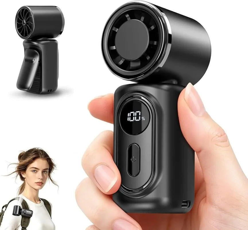 Portable Clip-On Mini Fan Handheld Mini Fan with LED Display 180° Rotating Detachable Clip For Travel Concerts Work At Home
