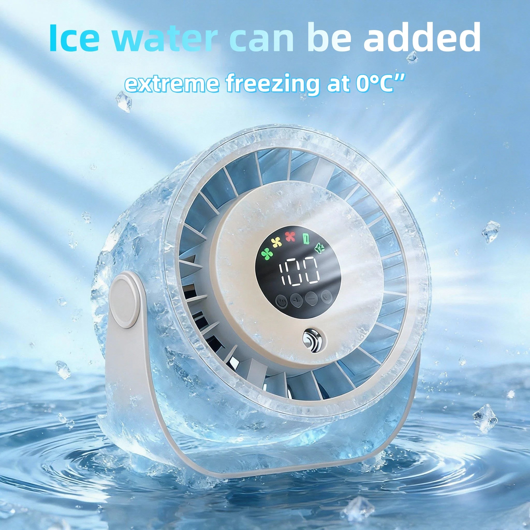 New Portable Misting Desk Fan, 100 Speeds Turbo Table Fan with Digital Display, 6.3 Inch USB Rechargeable Quiet Desktop Misting Fans for Bedroom Office Travel Kitchen Low Noise, 120° Rotating Wall-Mounted Design for Home, Of