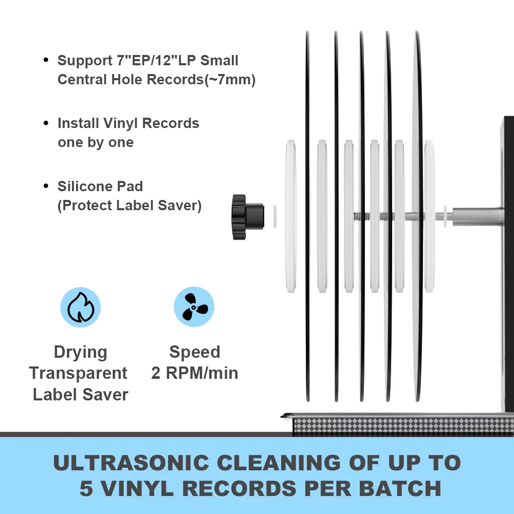 Record Rotat Bracket 2 Revolutions/Min With 6 Transparent Waterproof Clips 100V-240V Adapter For More than 6L Ultrasonic Cleaner