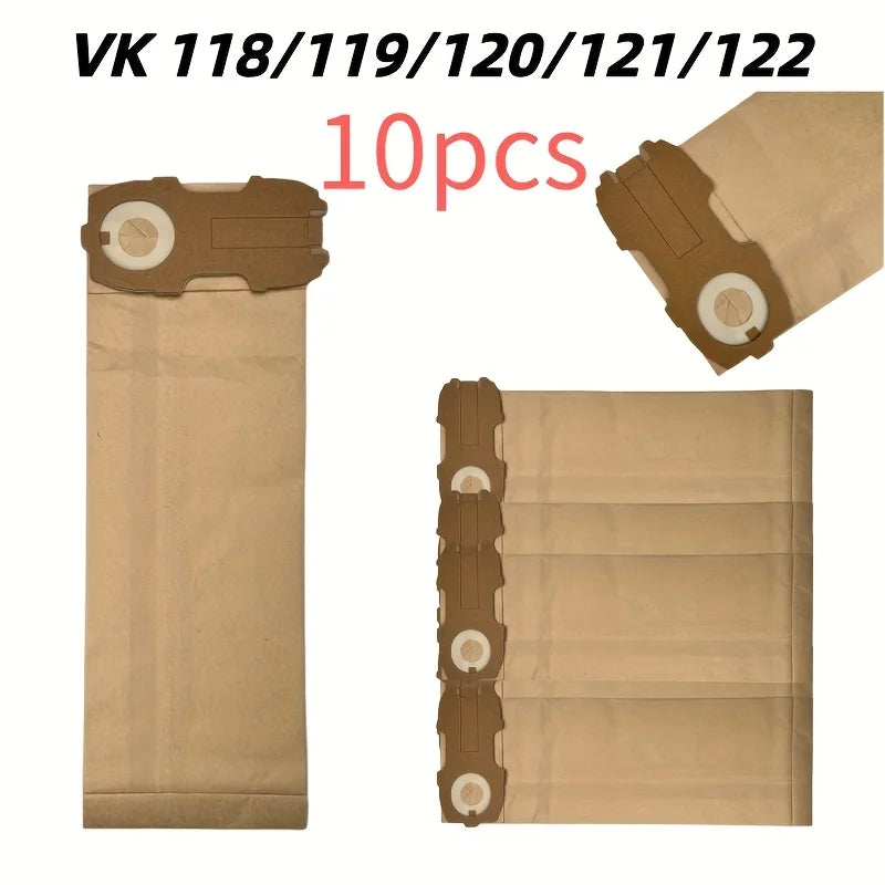 Pack of 10 Vacuum Cleaner Bags Compatible with Vorwerk Kobold 118, 119, 120, 121, 122, CO₂ and Plastic-Free Packaging
