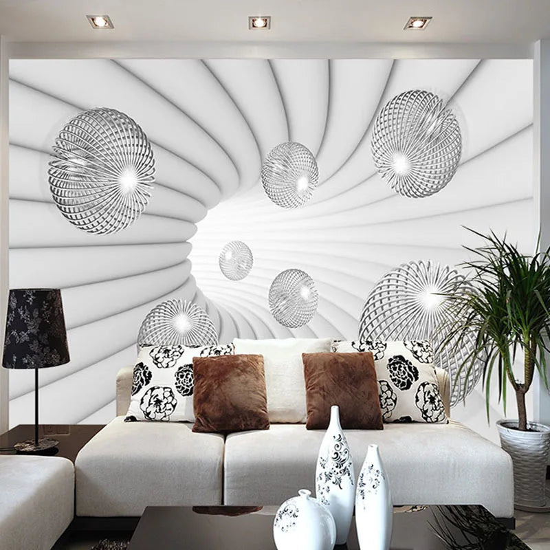Modern 3D Stereoscopic Ball Mural Wallpaper Living Room Study Background Wall Painting Space Extension Wall Papers For Wall 3 D