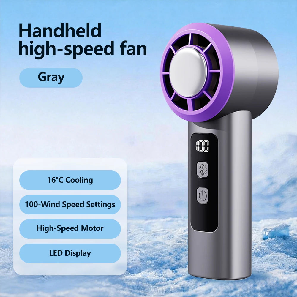 New Handheld Portable Cooling Fan 120 Speeds Adjustable Refrigeration Quite Mini Turbo Fan Type-C High Speed Cold Compress Fan