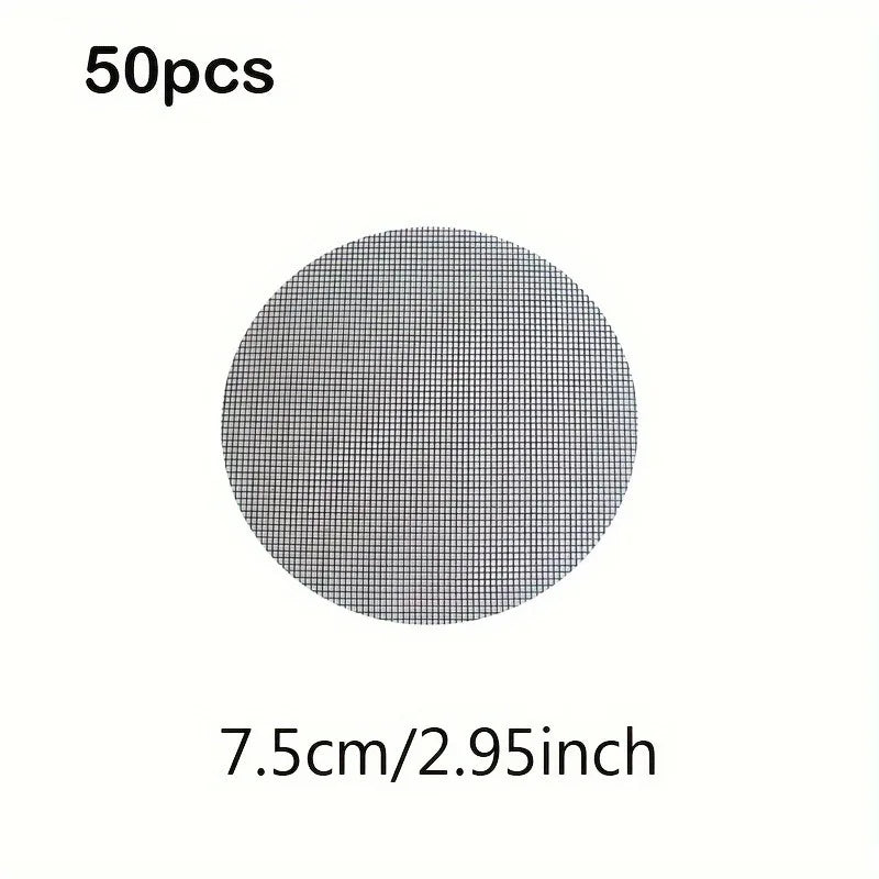 50pcs Round Drainage Mesh Pads for Flower Pots - Breathable, Prevents Soil Leakage, Reusable Mesh for Bonsai, Gardening Mesh