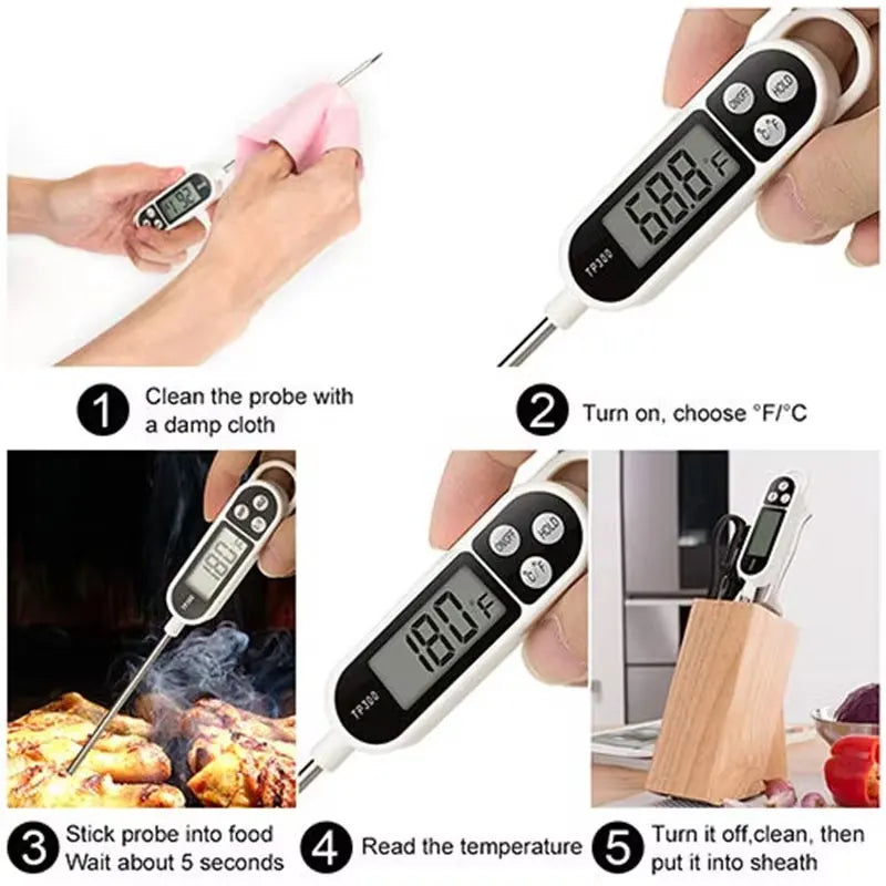 Kitchen Digital Cooking Thermometer -50~300℃ Meat Food Temperature Tester for Cooking /BBQ/Milk TP300 Food Thermometer