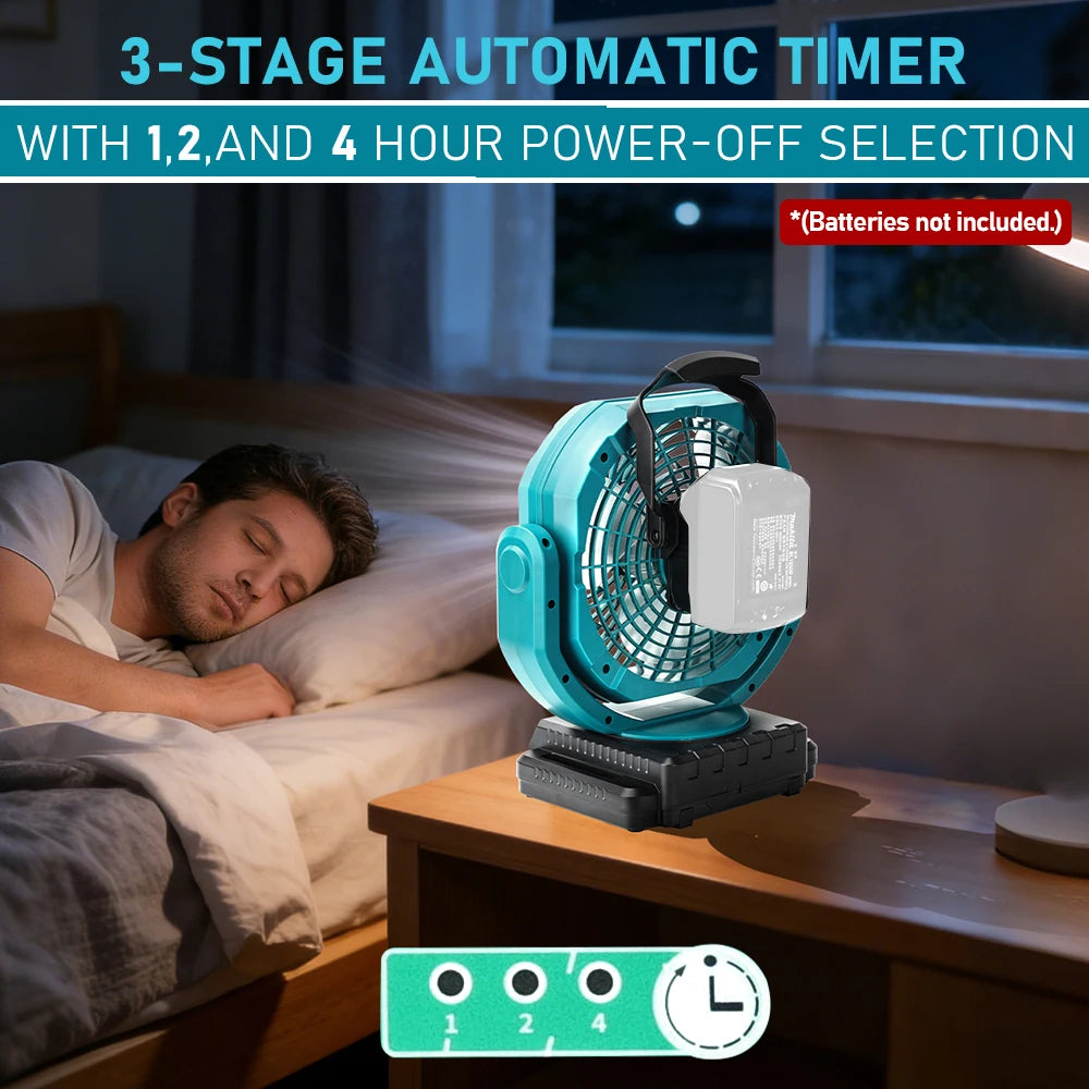 Cordless Oscillating Fan for Makita 18V Battery, 3-Speed Jobsite Industrial Camping Fan (Battery Not Included)