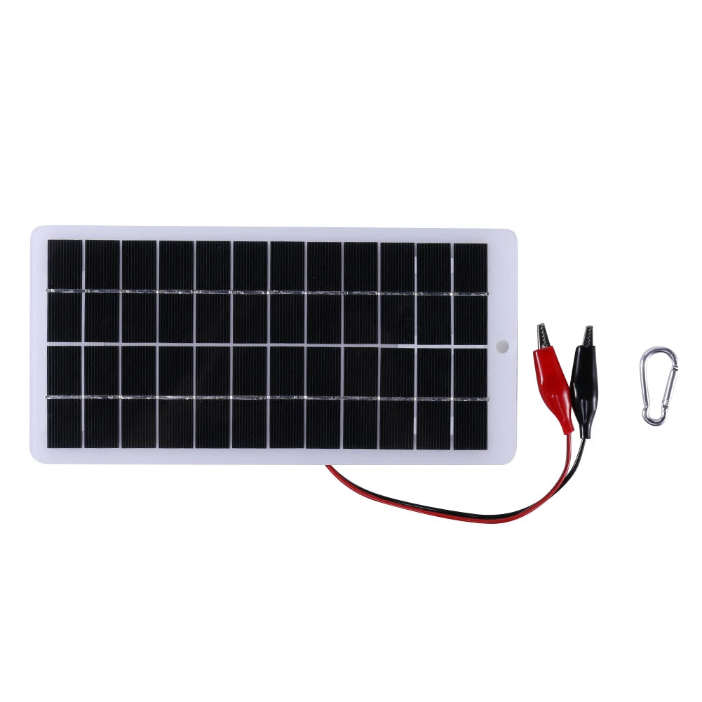10W Cells Power Bank with Carabiner 12V Solar Power Charger Polysilicon Solar Charger Plate Portable for Outdoor Lamp Pump
