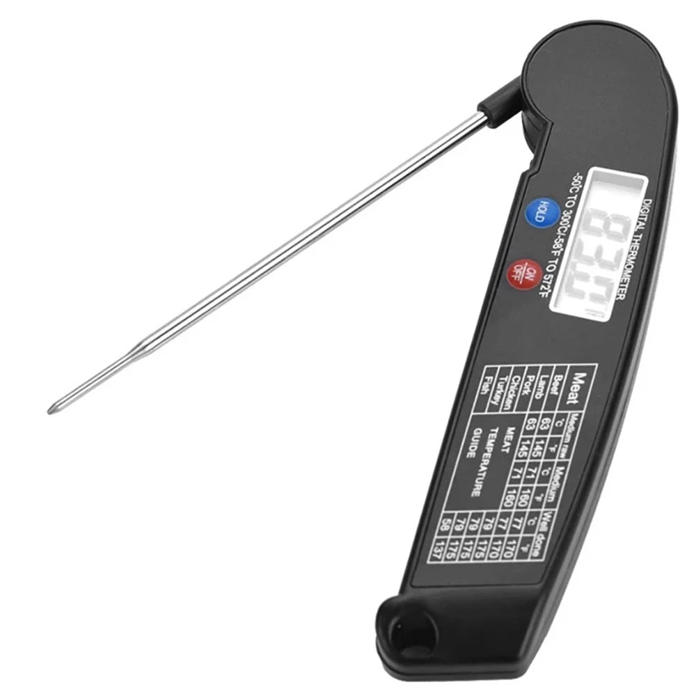 Foldable Digital Food Thermometer - Probe for Meat/Water/Milk/Fry/BBQ, Oven Temperature Gauge, Kitchen Cooking Tool