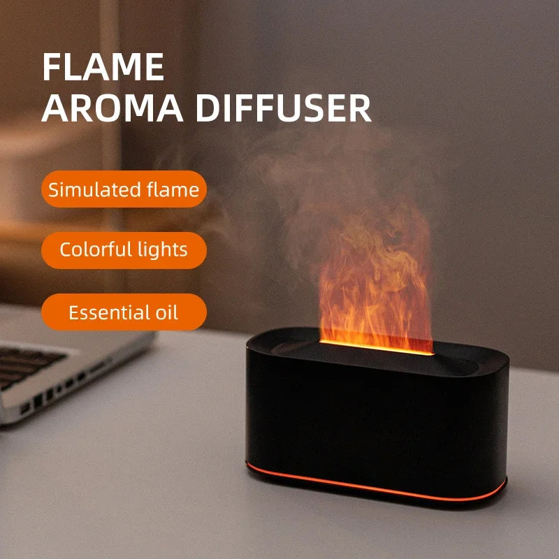 Flame Aromatherapy Machine Colorful Light Atomization Delicate Desktop Atmosphere Light Suitable for Office Bedroom Living Room