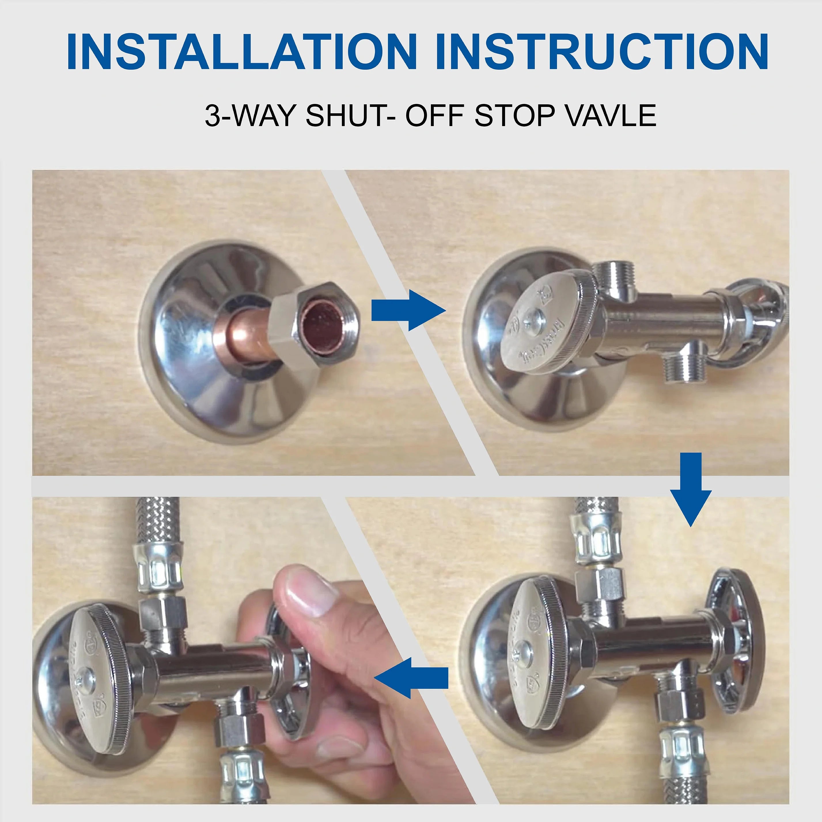 KING SMART 3/8" * 5/8" * 3/8" Comp. OD; 1/4 Turn Dual Handle Compression Stop Valve; 2Pcs/Case; 80407