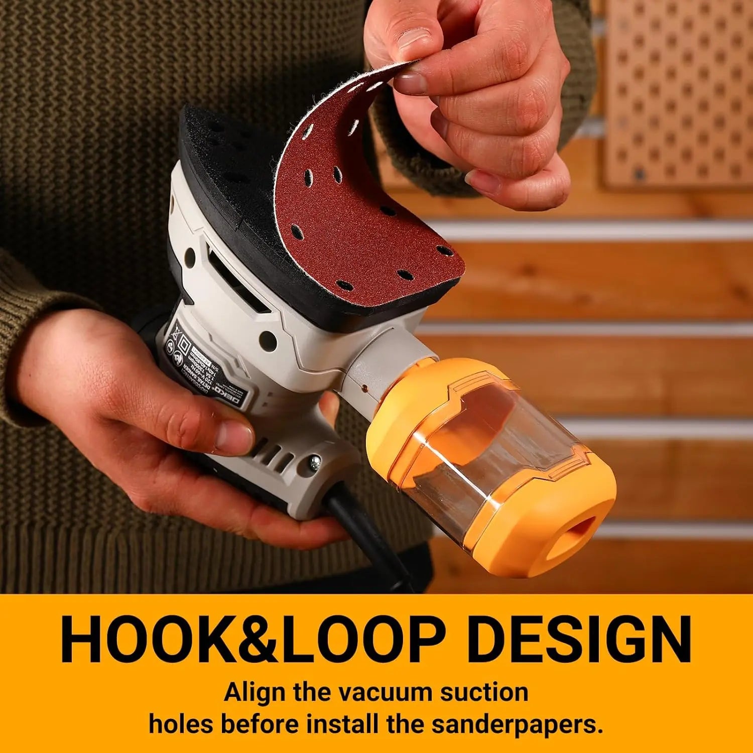DEKO Multi-Function Mouse Sander Electric Sander Tool Corded Palm Sanders with Dust Collector for Sanding,Removing Paint in Home