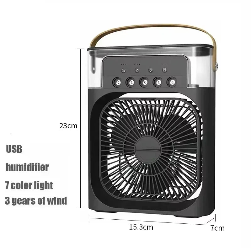 Portable 3 In 1 Mini Air Cooler Fan Humidifier with LED Night Light Adjustable Wind Speed Desktop Cooling Fan For Bedroom Office