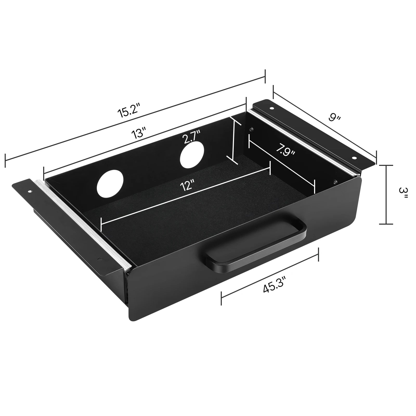 SucceBuy 13in/22in Under Desk Drawer Slide Out Desktop Storage Box Mounted Pullout Undertable Drawer Organizer for Office Home