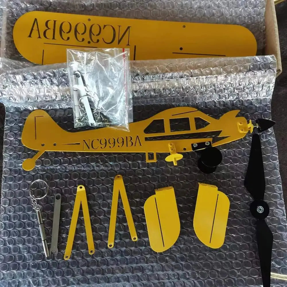 Weather Vane Wind Direction Compass Pipe Airplane Weathervane Windmill 3D Garden Decoration Windmill